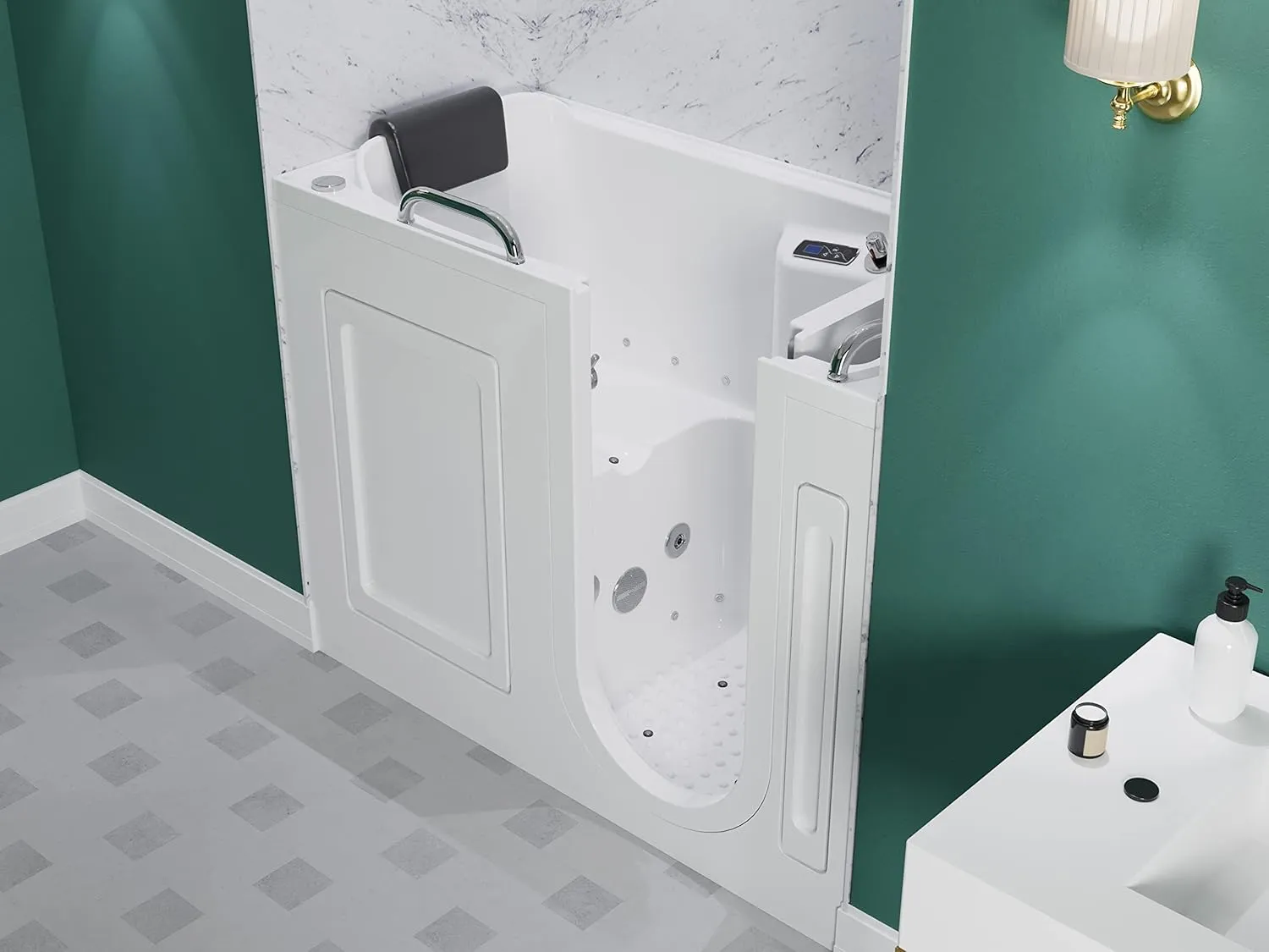 ANZZI Walk In Tub - 27" x 53" Right Drain, Fully Loaded Hot Tub with Air & Whirlpool Massage Jets, Quick Fill, 6 Setting Handheld Shower, Aromatherapy, Bath Pillow, LED Light