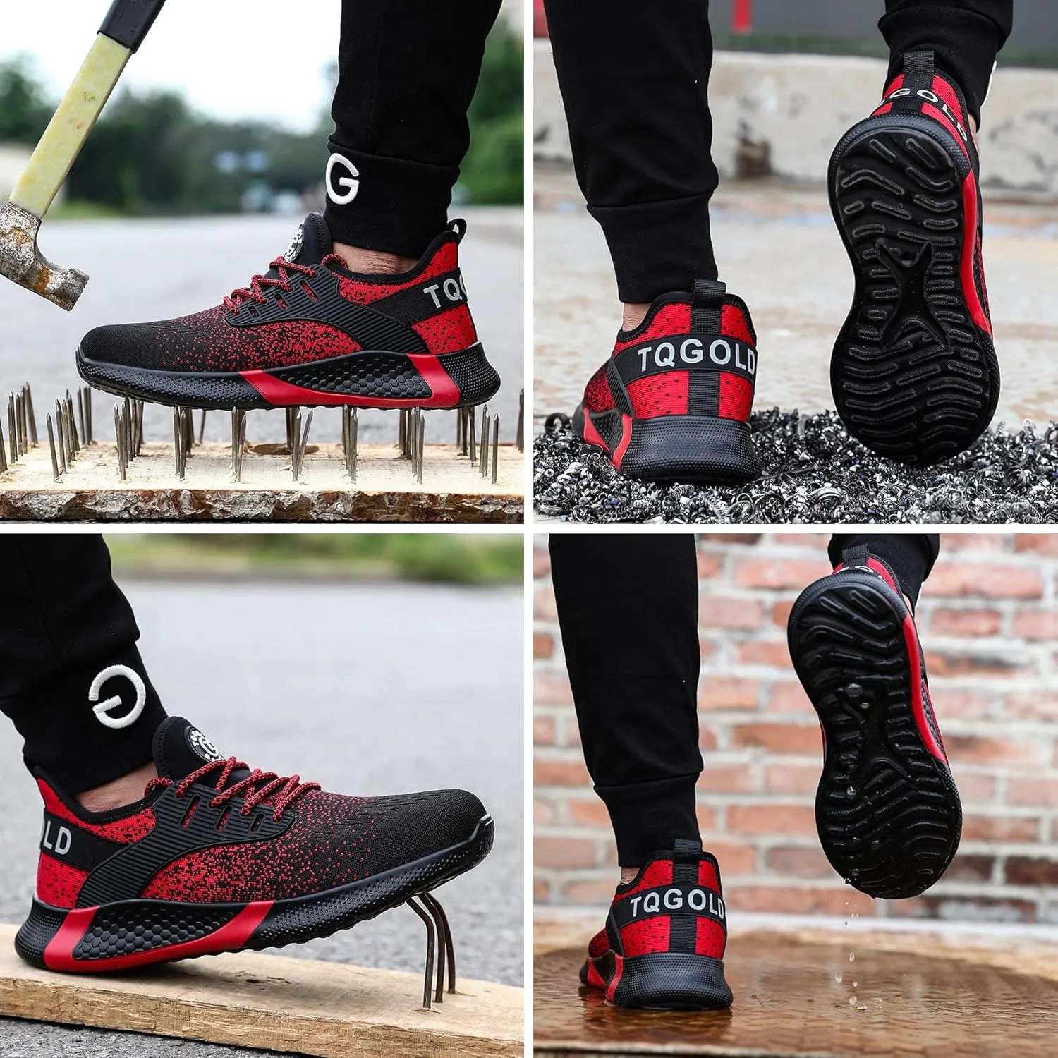 AONEGOLD Safety Shoes for Men Steel Toe Sneaker Work Shoes Lightweight Breathable Industrial Construction Puncture Proof Shoes