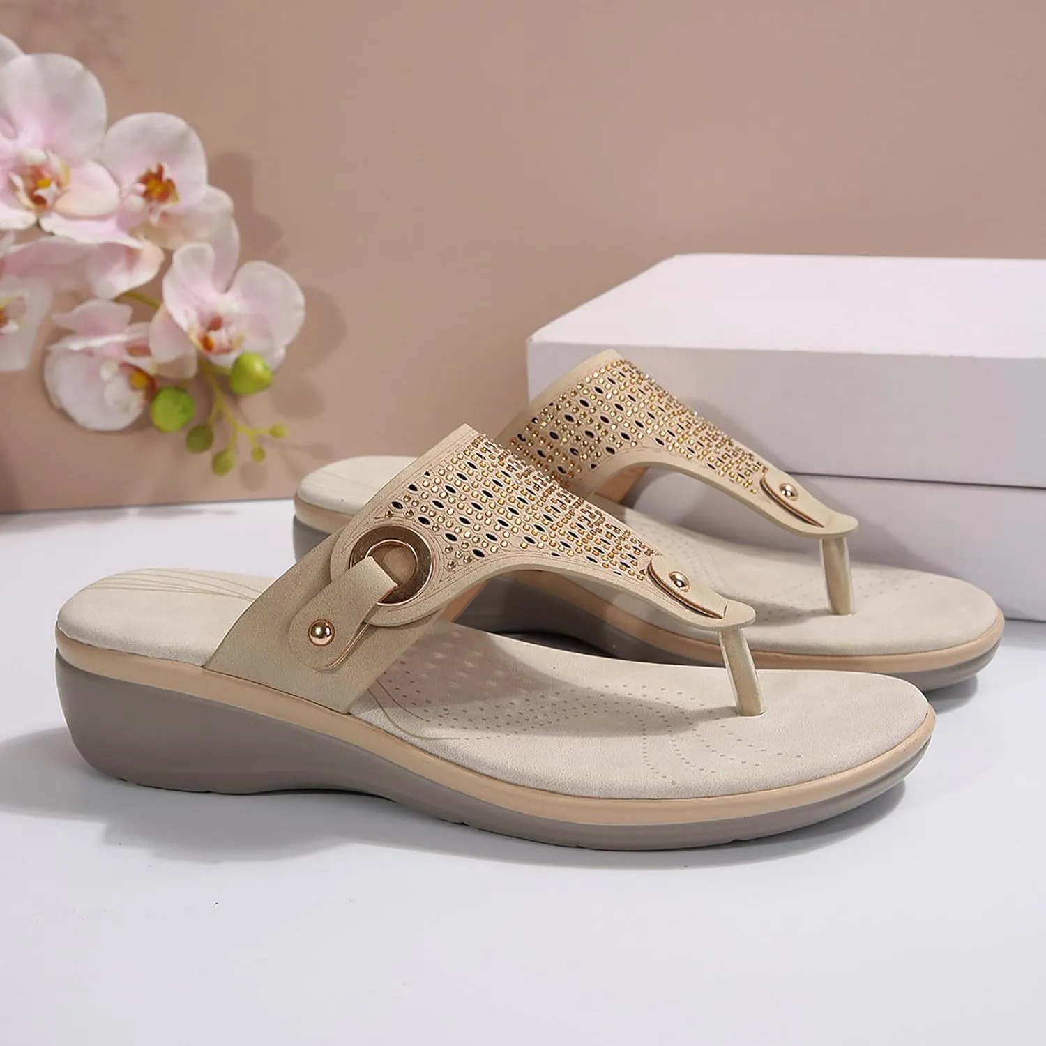 Arch Support Flip Flops Slippers for Women Summer Beach Walking Thong Sandals Comfort Low Wedge Clip Toe Sandal Shoes