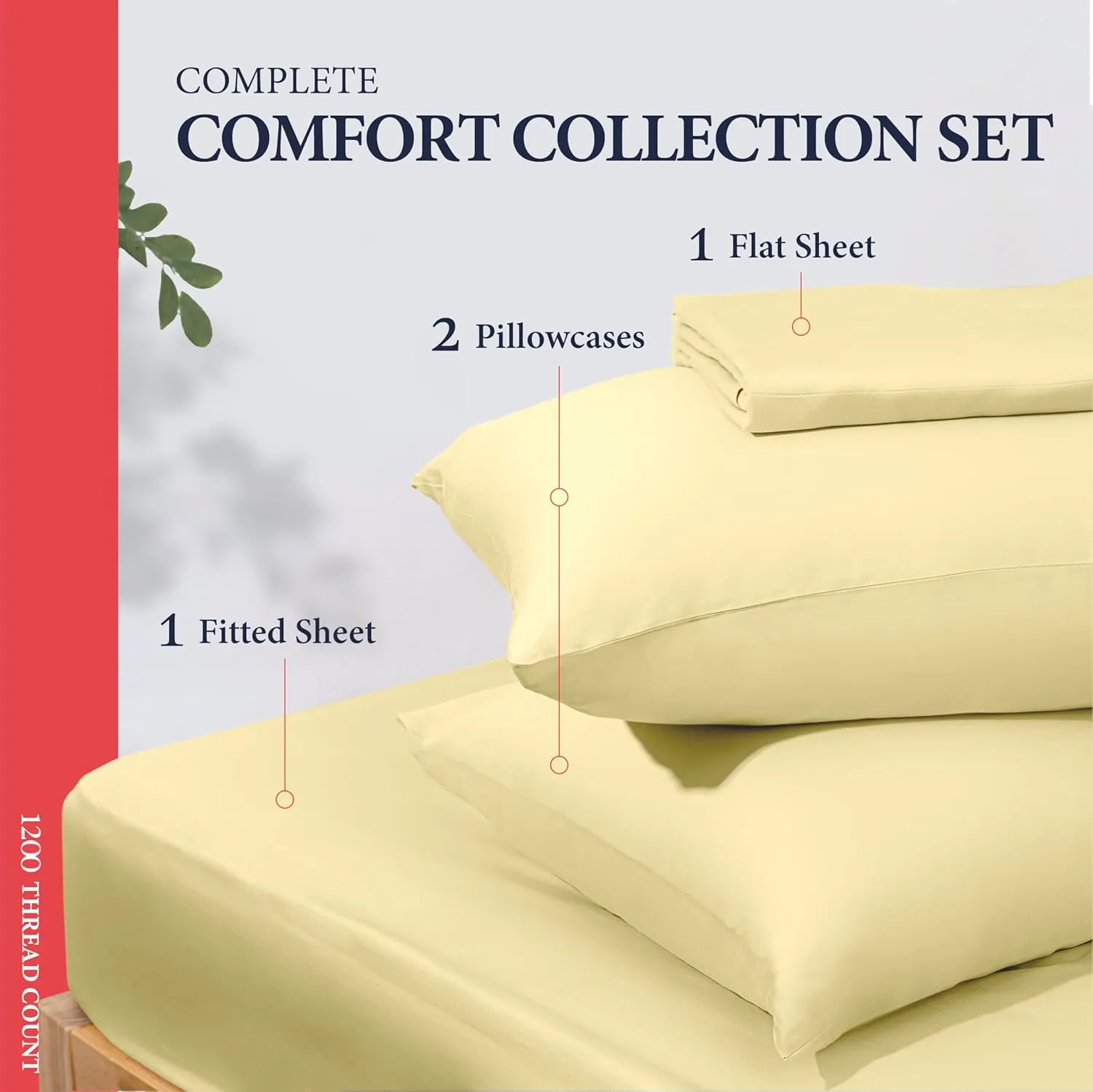 Ashton Sheets 100% Egyptian Cotton Sheets Queen Size - 1200 Thread Count 4 PC Queen Sheet Set Egyptian Cotton, Sateen Weave Luxury Sheets Queen Size, High Thread Count Sheets, 17" Deep Pocket - Beige