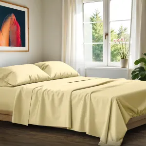 Ashton Sheets 100% Egyptian Cotton Sheets Queen Size - 1200 Thread Count 4 PC Queen Sheet Set Egyptian Cotton, Sateen Weave Luxury Sheets Queen Size, High Thread Count Sheets, 17" Deep Pocket - Beige