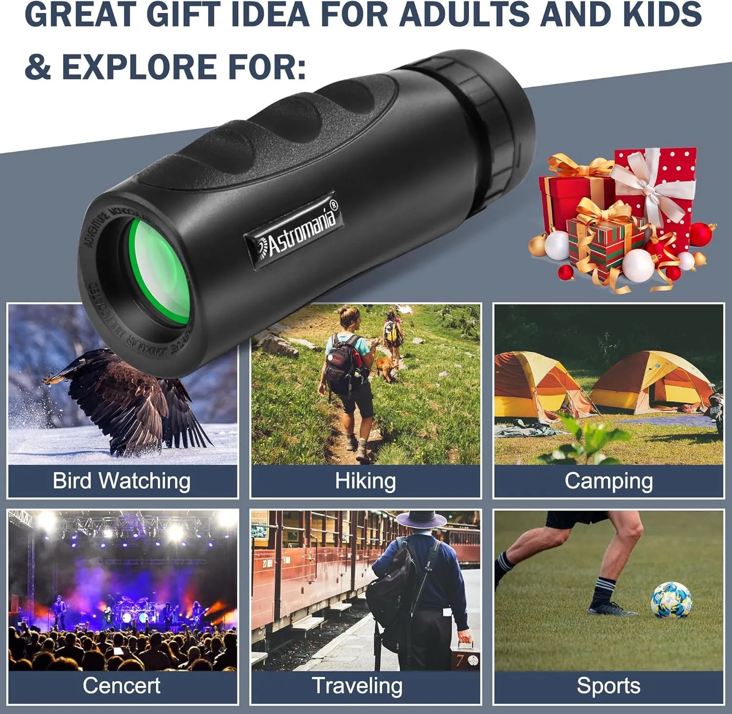 Astromania Upgraded 10x25 Waterproof Compact Monocular, Smaller Size Easier to Carry Around for Bird Watching Hunting Camping Hiking Sport Game Concerts