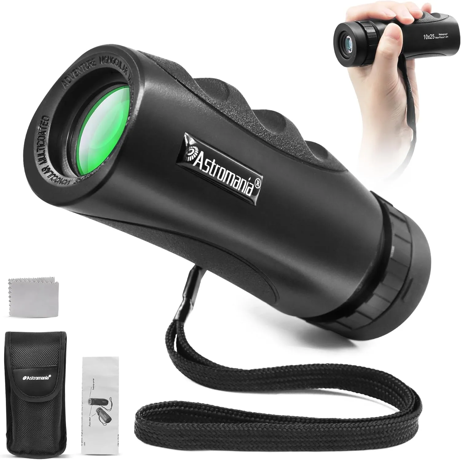 Astromania Upgraded 10x25 Waterproof Compact Monocular, Smaller Size Easier to Carry Around for Bird Watching Hunting Camping Hiking Sport Game Concerts