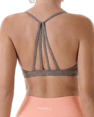 AUROLA Mercury Workout Sports Bras Women Athletic Removable Padded Backless Strapy Minimal Crop Top