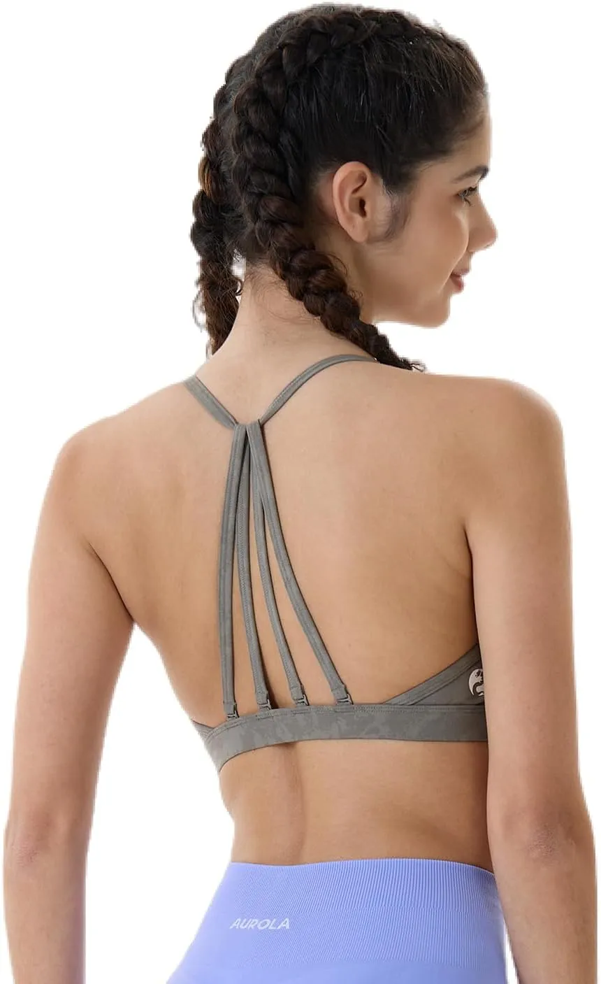 AUROLA Mercury Workout Sports Bras Women Athletic Removable Padded Backless Strapy Minimal Crop Top