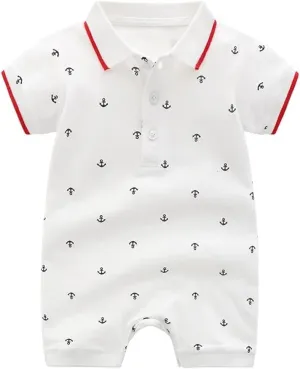 Baby Boys Polo Romper Short Sleeve Collared Cotton One-Piece Coverall Summer Baby Stuffs outfits
