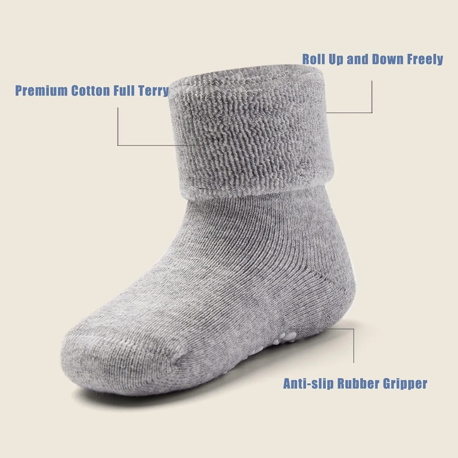 Baby Non Slip Warm Socks Baby Boys Thick Winter Socks with Grips for Baby Girls Non Skid Socks 6 Pack