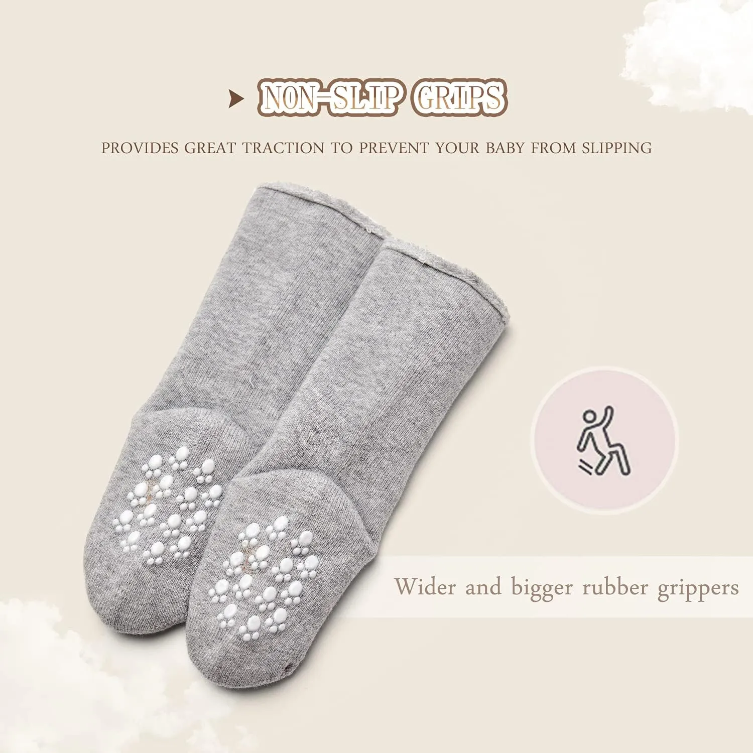 Baby Non Slip Warm Socks Baby Boys Thick Winter Socks with Grips for Baby Girls Non Skid Socks 6 Pack