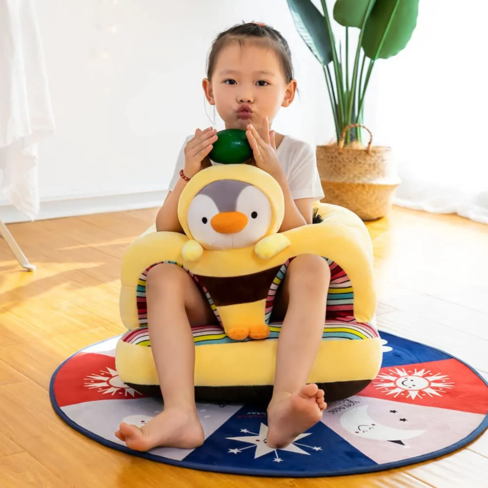 Baby Support Seat, Cute Baby Sofa Chair for Sitting Up, Comfy Plush Infant Seats (Penguin,W17.5 x H17.5)