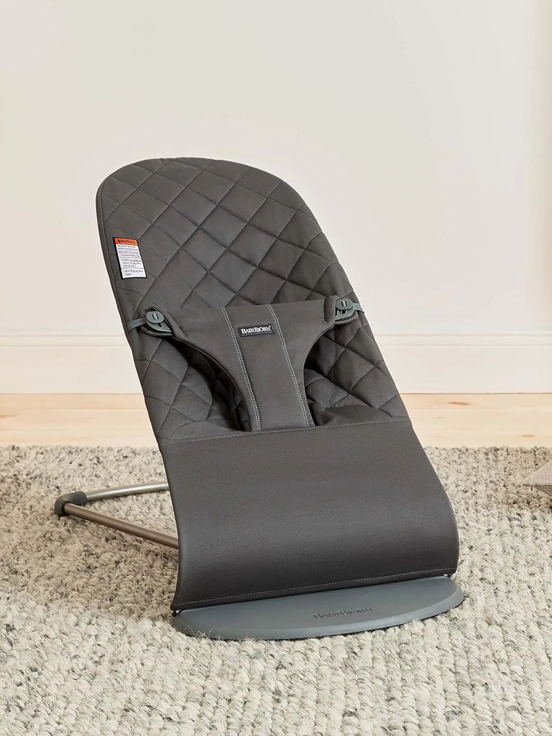 BabyBjörn Bouncer Bliss, Cotton, Classic Quilt, Anthracite 2-in-1 Adjustable Baby Bouncer Seat and Toddler Chair, Newborn to Toddler (8-29 lbs), 4 positions, Lightweight & Portable