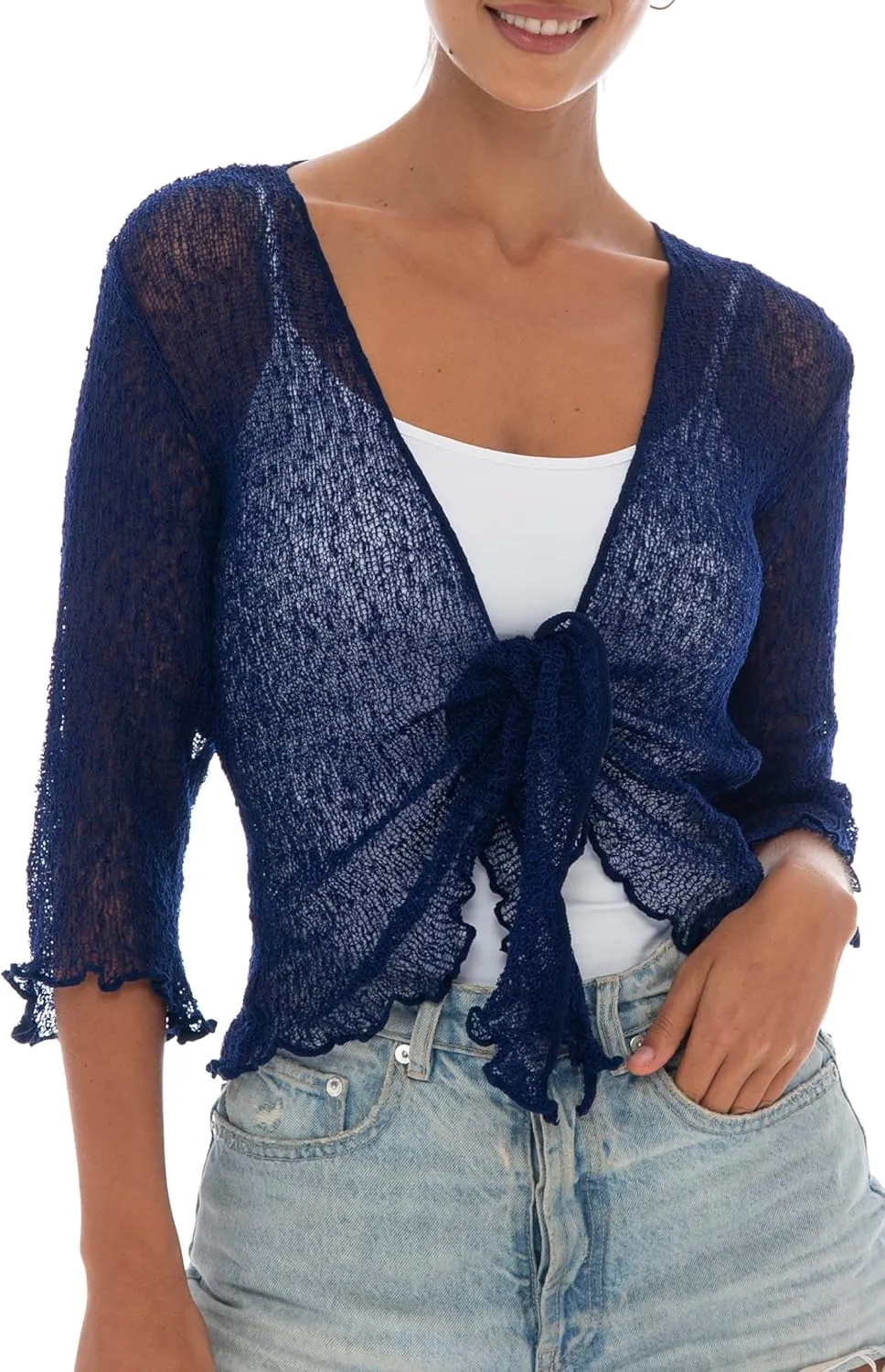 Back From Bali Womens Sheer Shrug Cardigan Lightweight Knit