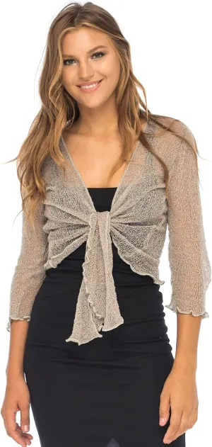 Back From Bali Womens Sheer Shrug Cardigan Lightweight Knit