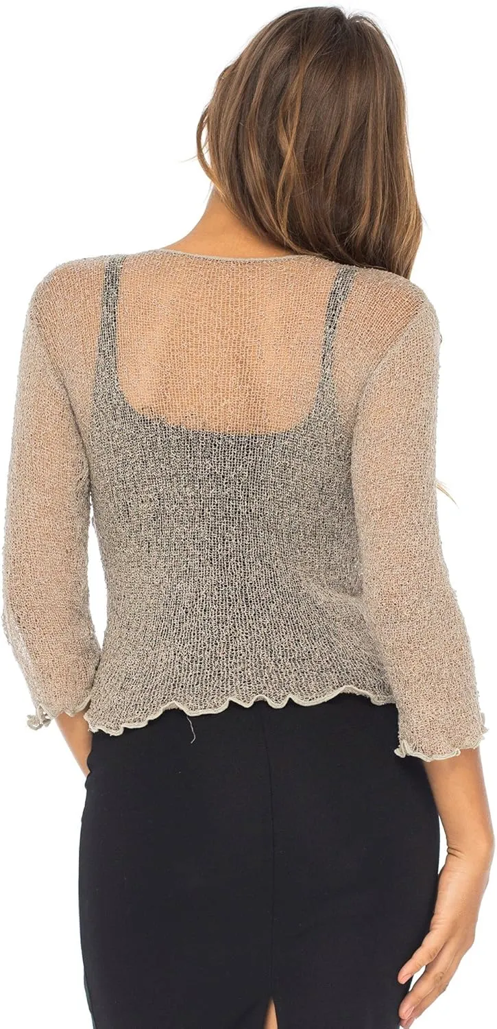 Back From Bali Womens Sheer Shrug Cardigan Lightweight Knit