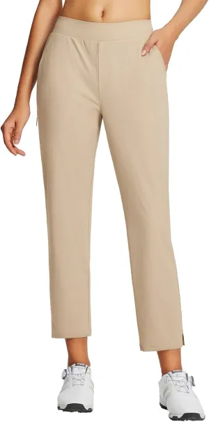 baleaf Women's Golf Pants Petite Stretch Lightweight 7/8 Travel Pants Zip Pockets Casual Work Ankle