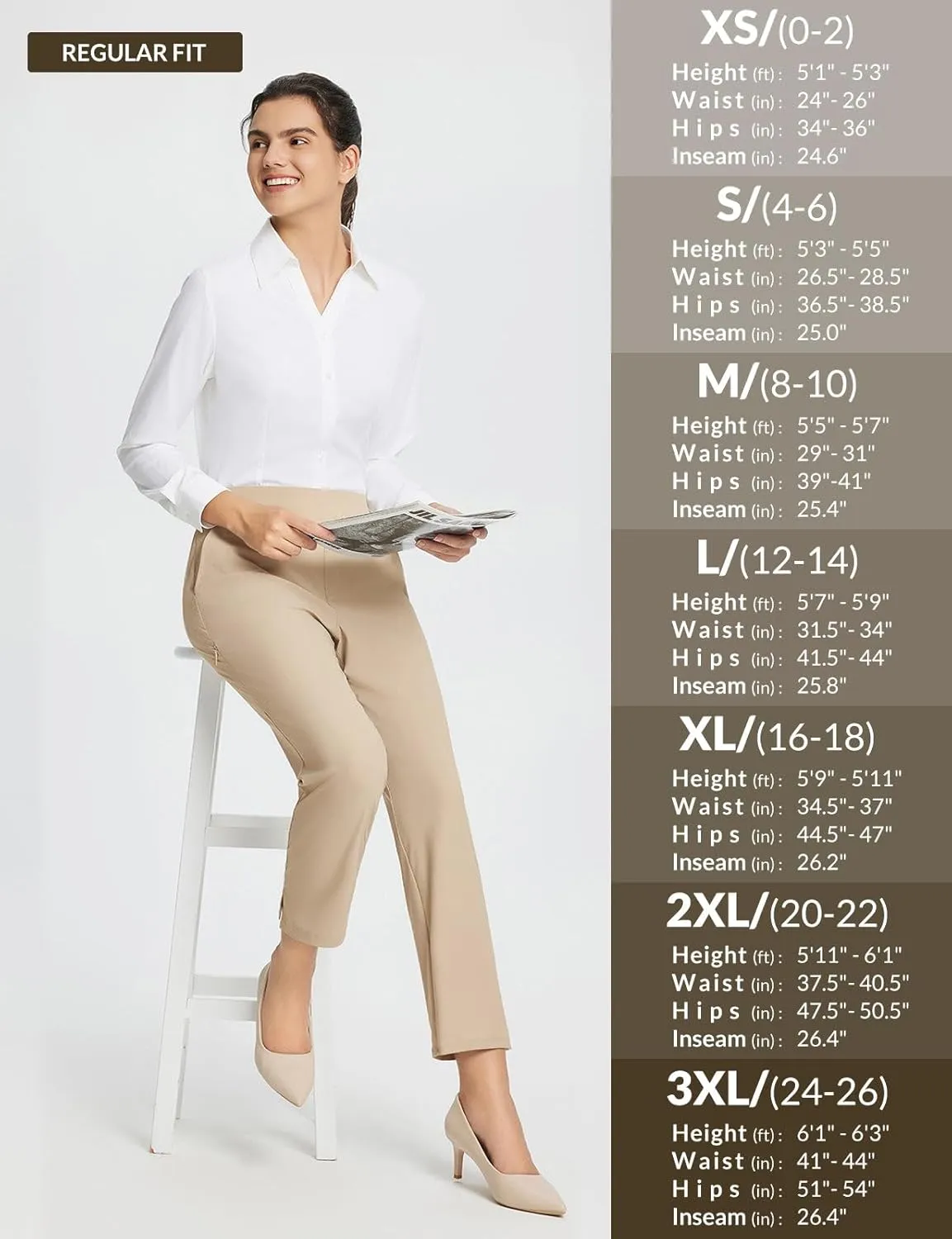 baleaf Women's Golf Pants Petite Stretch Lightweight 7/8 Travel Pants Zip Pockets Casual Work Ankle