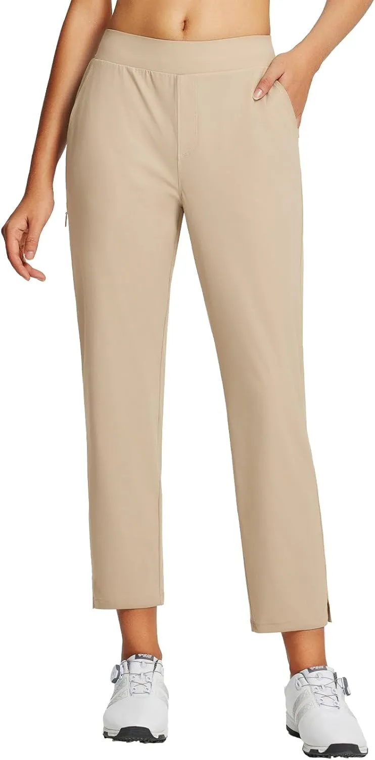 baleaf Women's Golf Pants Petite Stretch Lightweight 7/8 Travel Pants Zip Pockets Casual Work Ankle