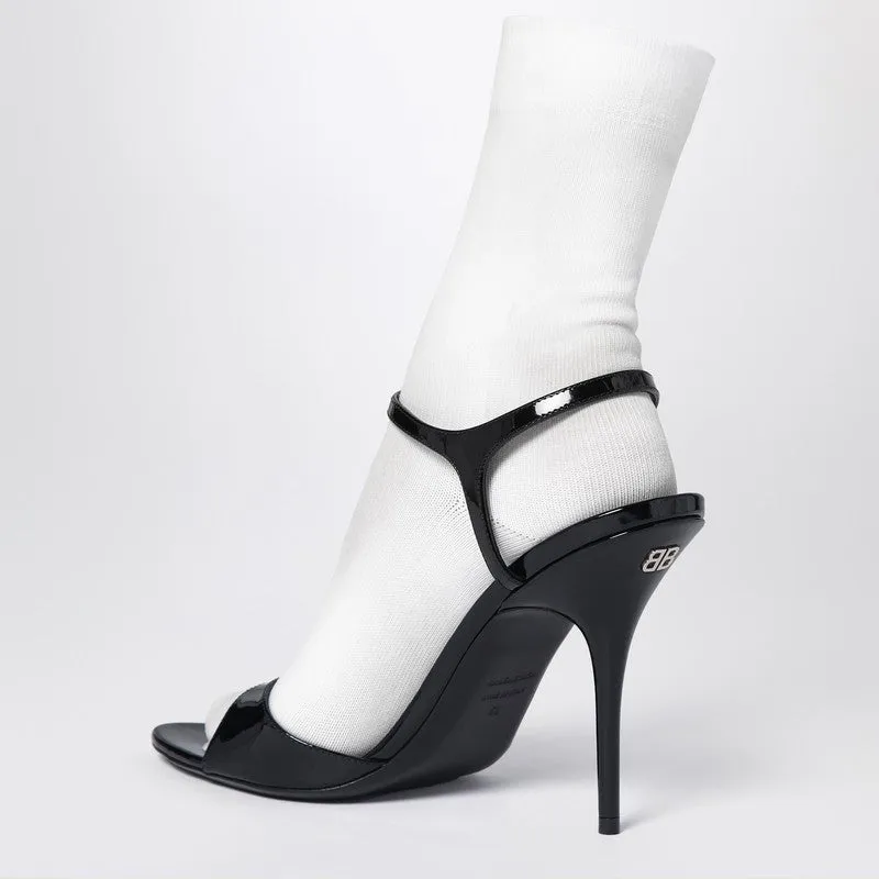 Balenciaga Avenue Sock Black Sandal In Patent Leather And Mesh