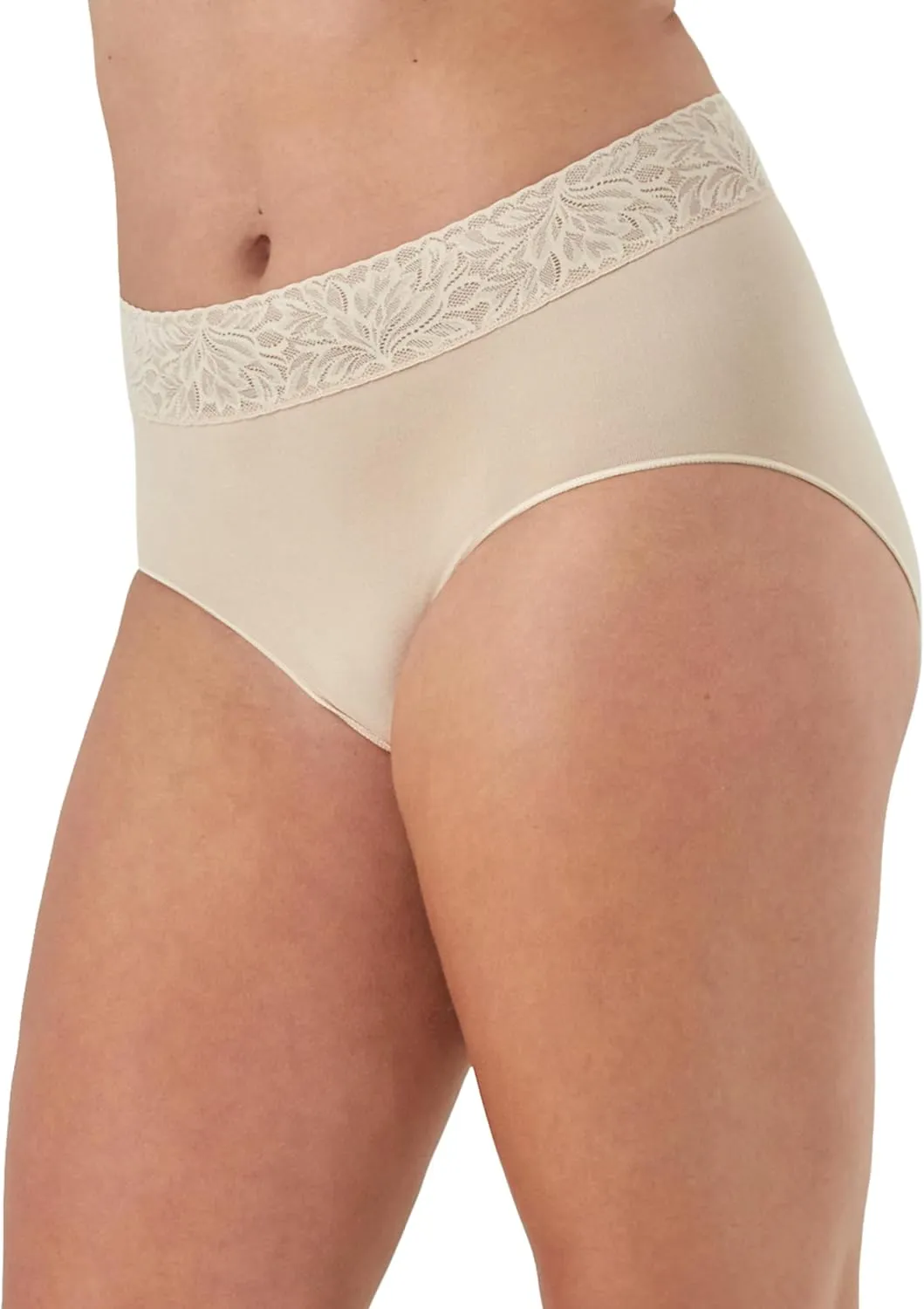 Bali Women's Underwear Brief 3-Pack, Modern Seamless Brief Panties, Lace-Trim Underwear for Women