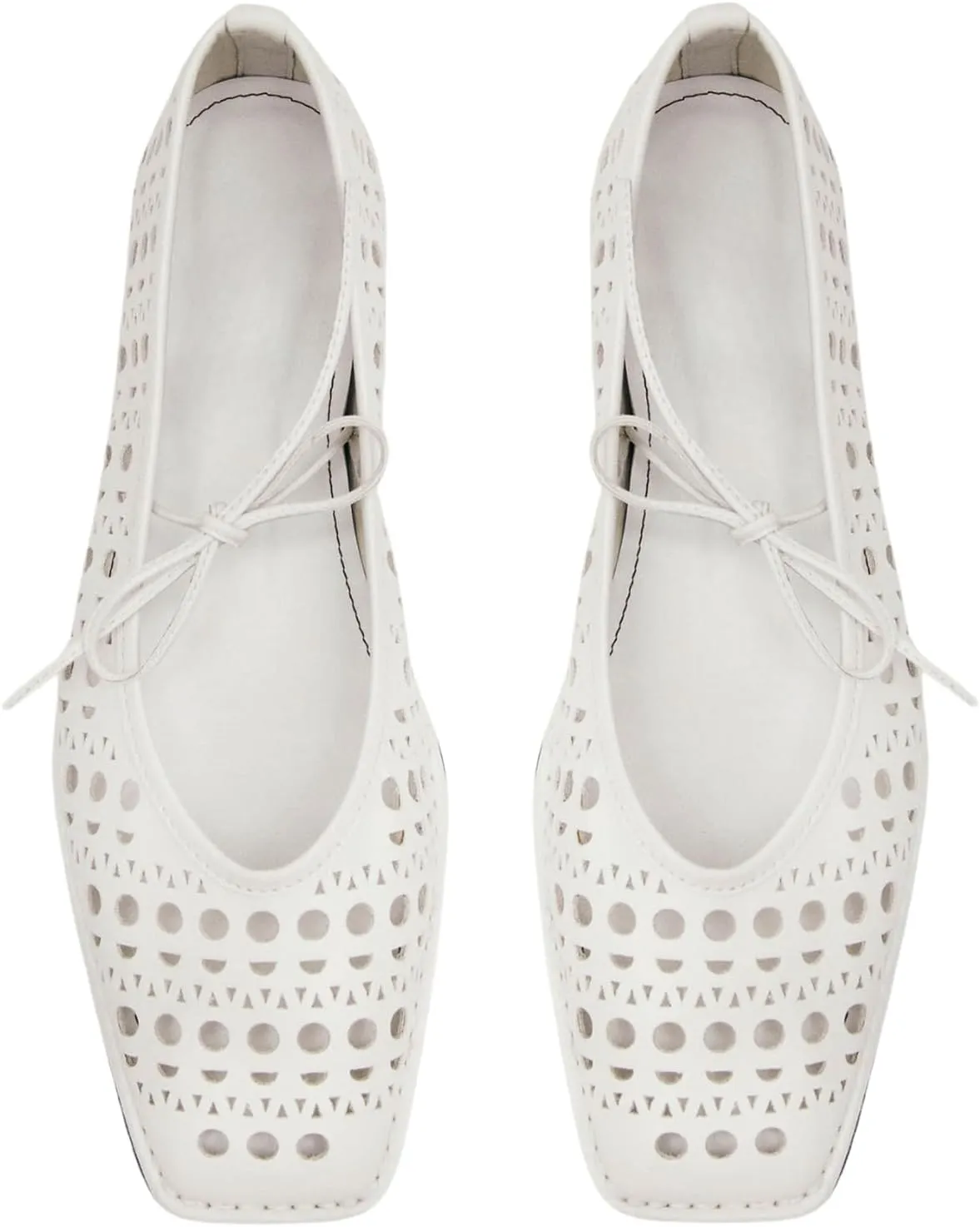 Ballet Flats for Women Lace Up Bow Square Toe Mary Janes Cute Ballerina Shoes Slip On Comfortable Elegant Dress Shoes