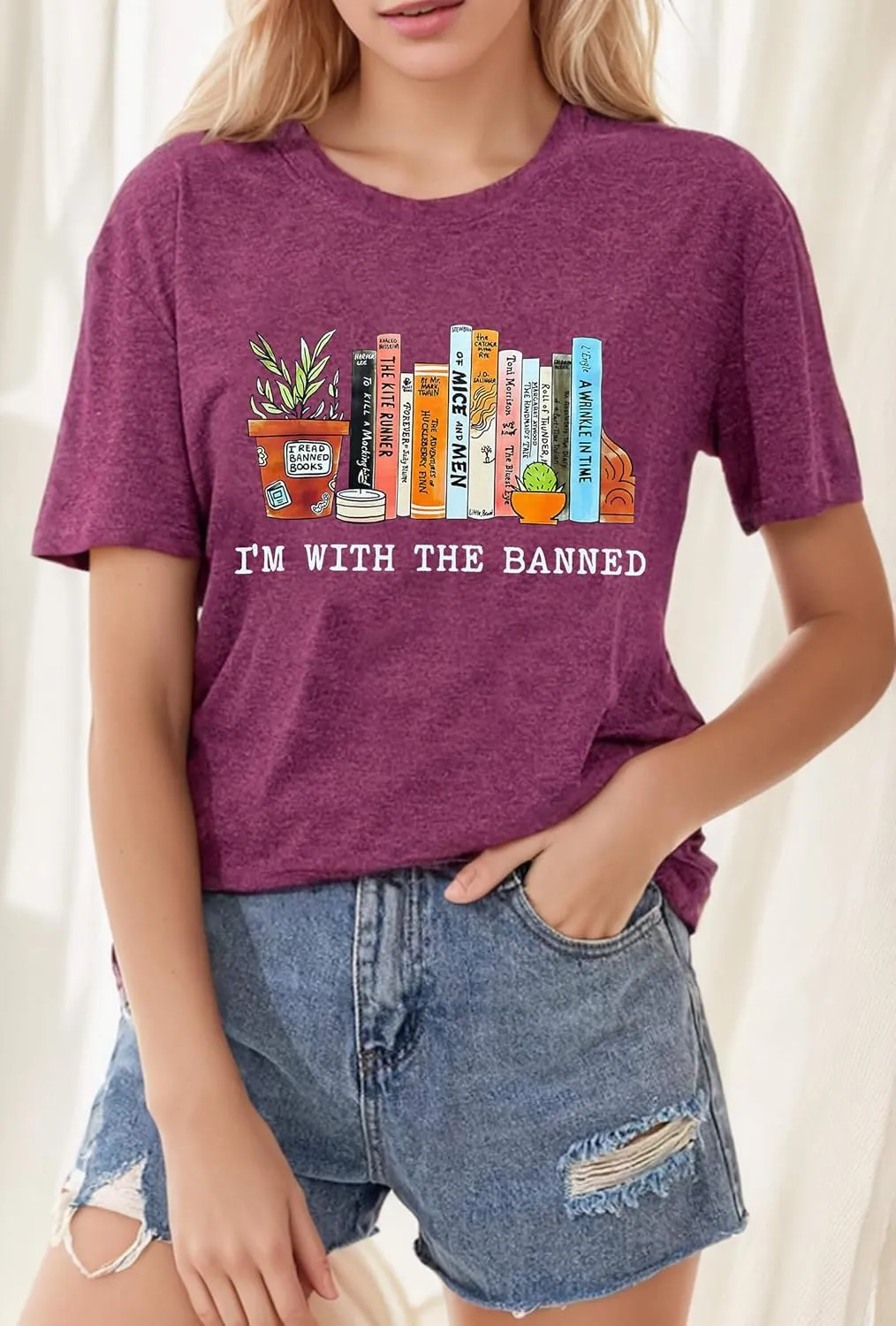 Banned Books Shirts for Women Reading Tshirts Gifts for Teacher Bookworm Readers Librarian Bibliophile Tee Tops S-XXL