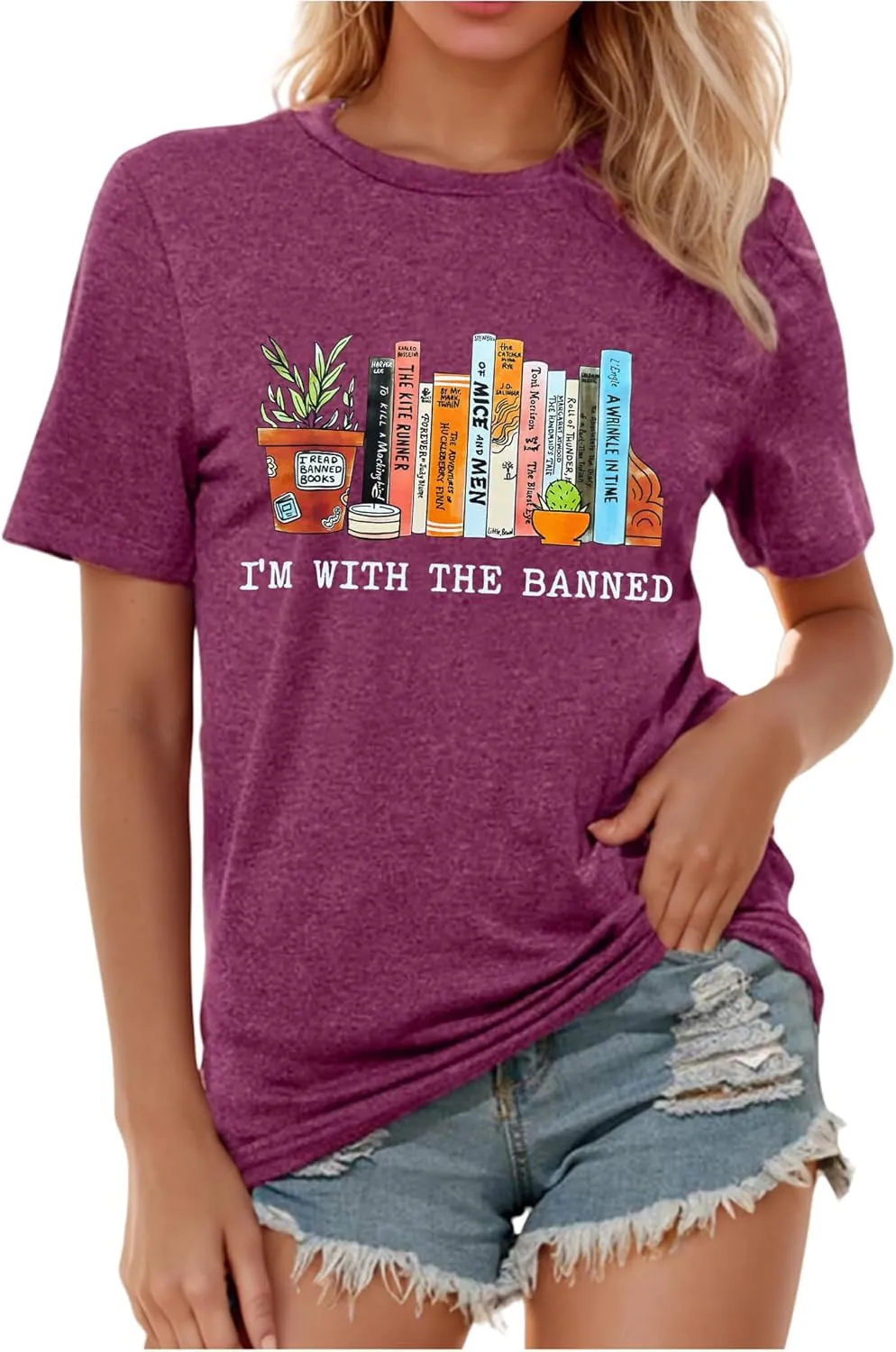 Banned Books Shirts for Women Reading Tshirts Gifts for Teacher Bookworm Readers Librarian Bibliophile Tee Tops S-XXL