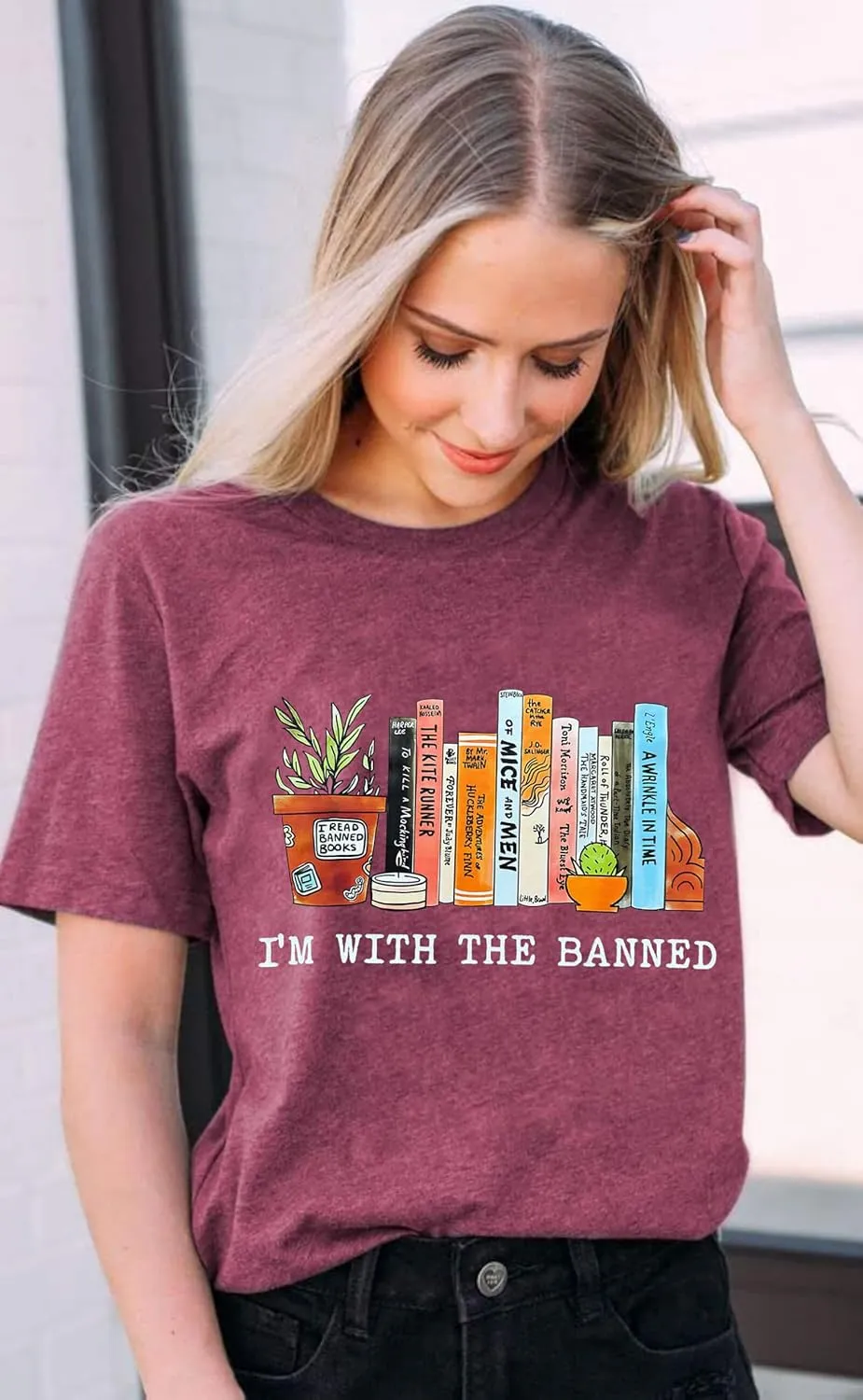 Banned Books Shirts for Women Reading Tshirts Gifts for Teacher Bookworm Readers Librarian Bibliophile Tee Tops S-XXL