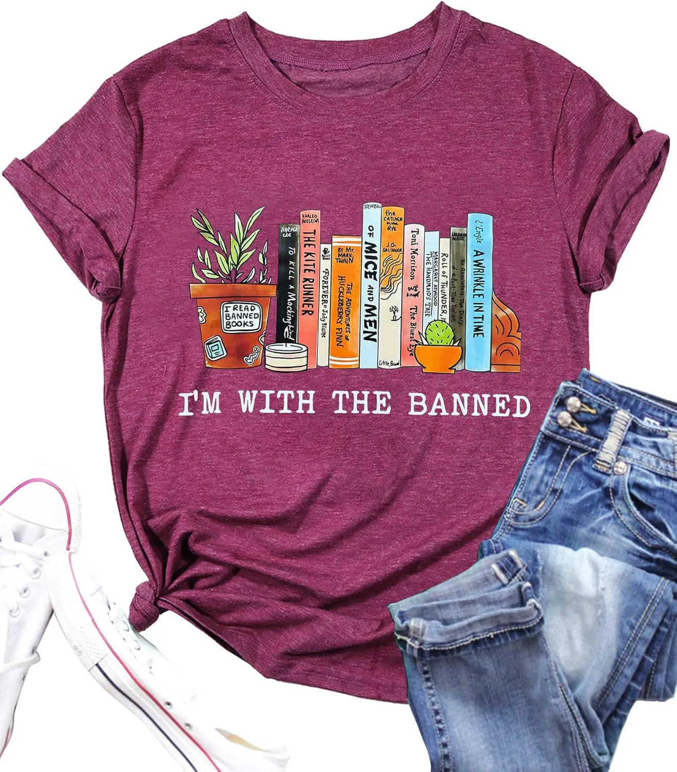 Banned Books Shirts for Women Reading Tshirts Gifts for Teacher Bookworm Readers Librarian Bibliophile Tee Tops S-XXL