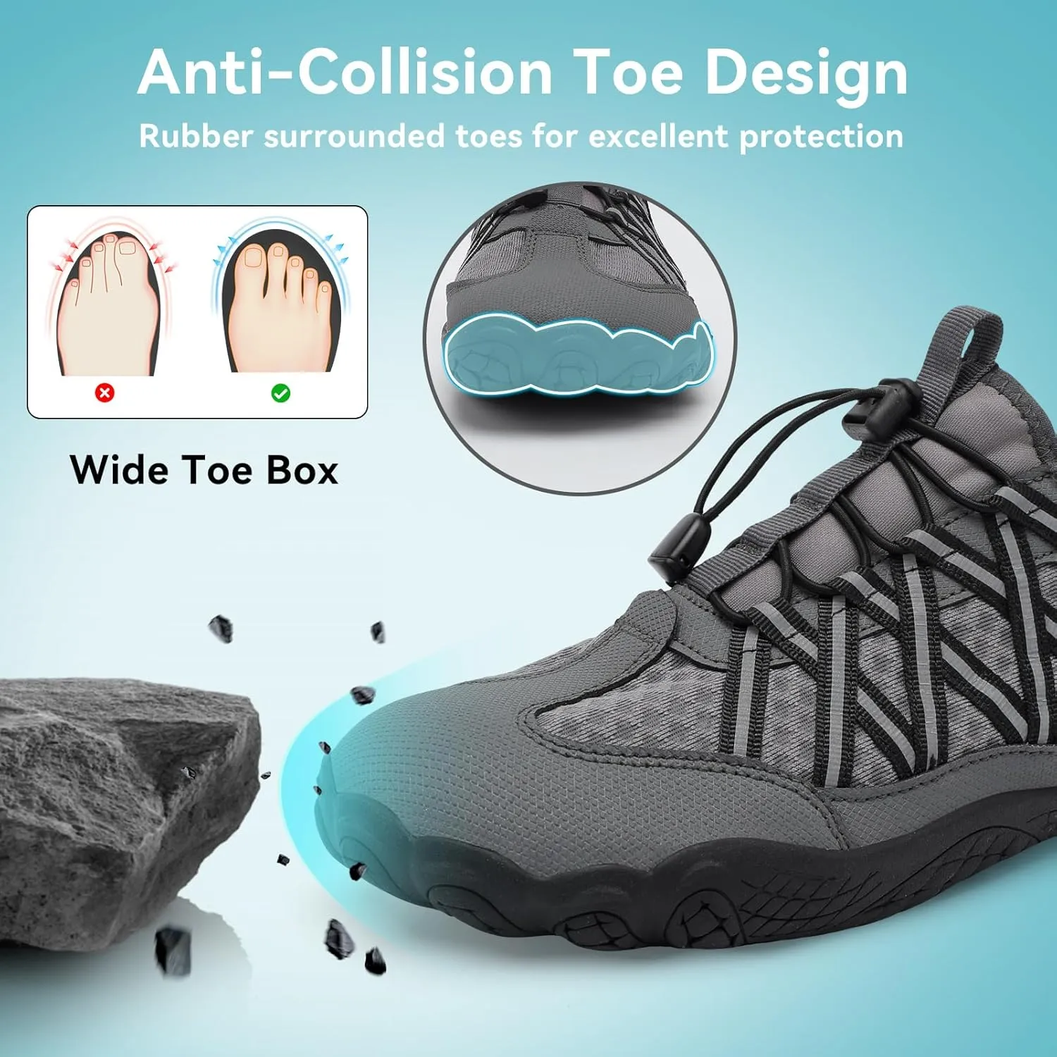 Barefoot Water Shoes for Women Men Wide Toe Box Lightweight Quick Dry Aqua Socks for Swim Beach Surf Boat Hiking Pool Walking Yoga
