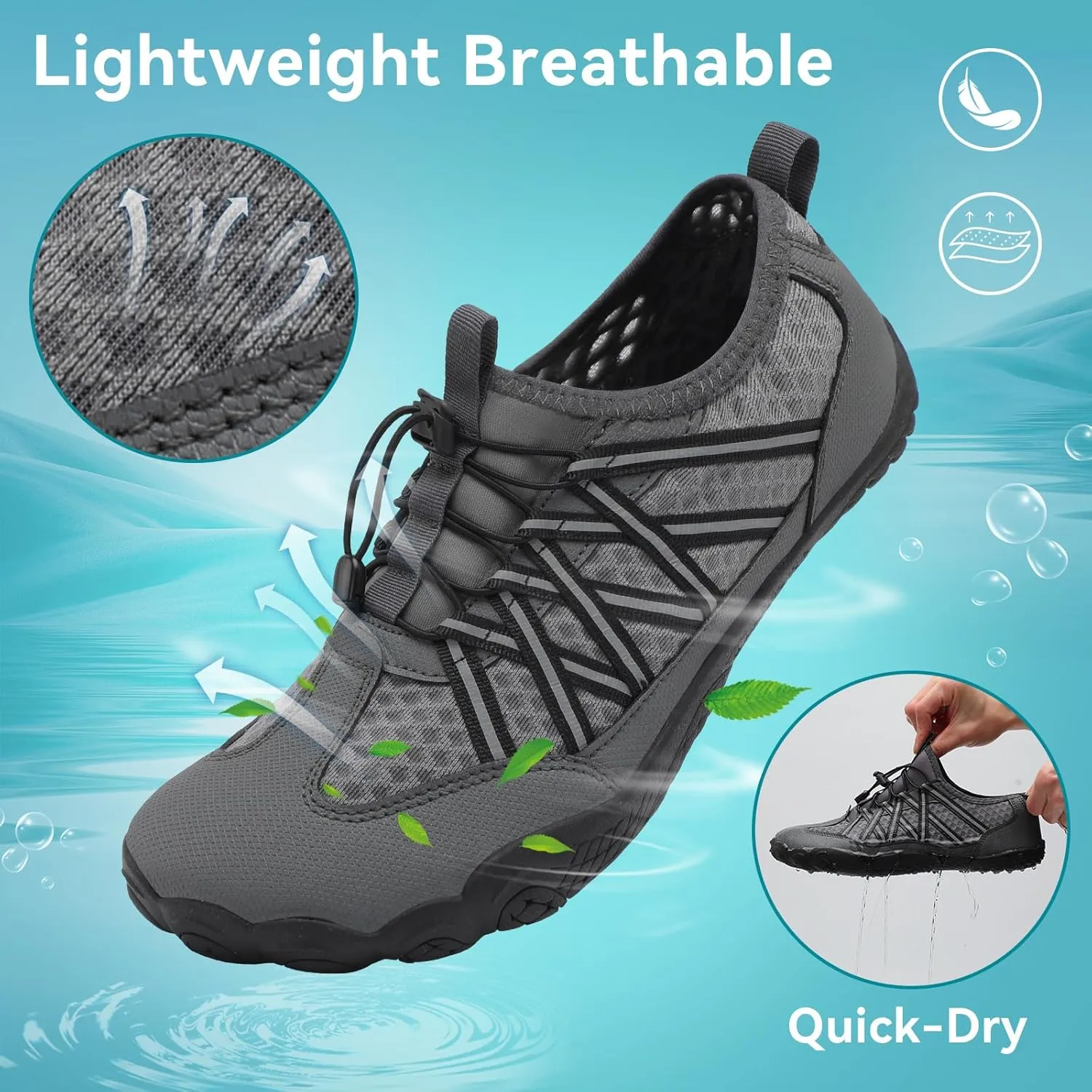 Barefoot Water Shoes for Women Men Wide Toe Box Lightweight Quick Dry Aqua Socks for Swim Beach Surf Boat Hiking Pool Walking Yoga