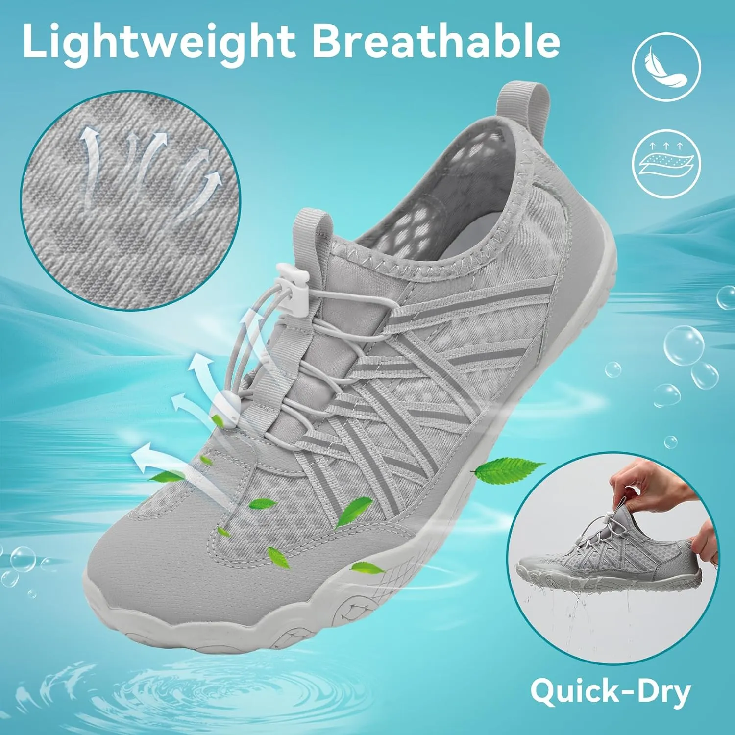 Barefoot Water Shoes for Women Men Wide Toe Box Lightweight Quick Dry Aqua Socks for Swim Beach Surf Boat Hiking Pool Walking Yoga