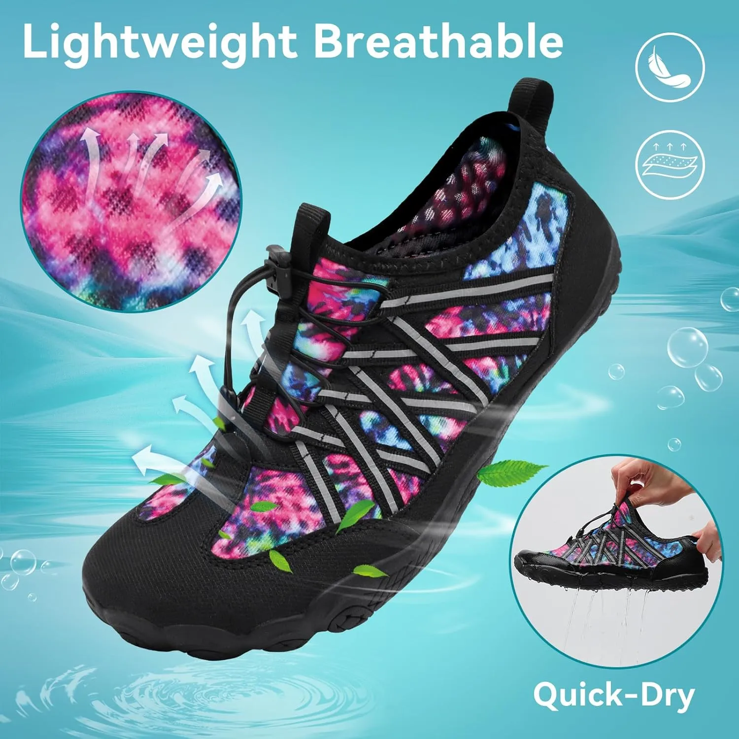 Barefoot Water Shoes for Women Men Wide Toe Box Lightweight Quick Dry Aqua Socks for Swim Beach Surf Boat Hiking Pool Walking Yoga
