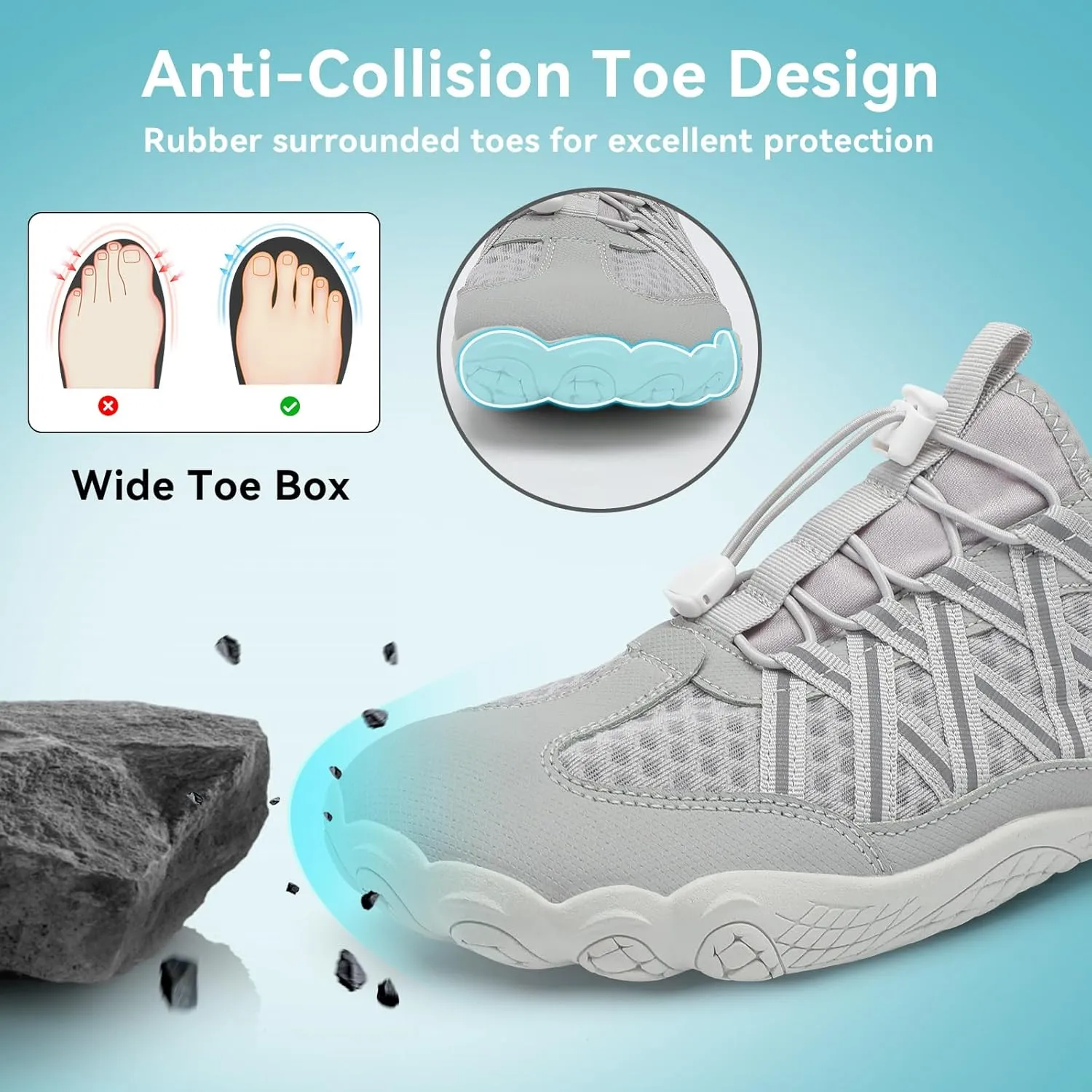 Barefoot Water Shoes for Women Men Wide Toe Box Lightweight Quick Dry Aqua Socks for Swim Beach Surf Boat Hiking Pool Walking Yoga