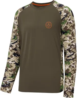 BASSDASH Men’s Lightweight Camo Hunting Shirt UPF 50  Sun Protection Long Sleeve Hiking Fishing Performance Tee Mesh Panels