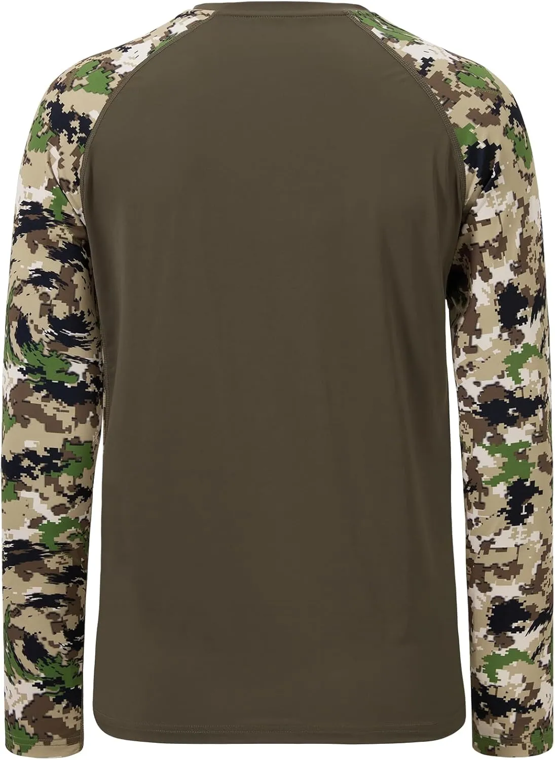 BASSDASH Men’s Lightweight Camo Hunting Shirt UPF 50  Sun Protection Long Sleeve Hiking Fishing Performance Tee Mesh Panels