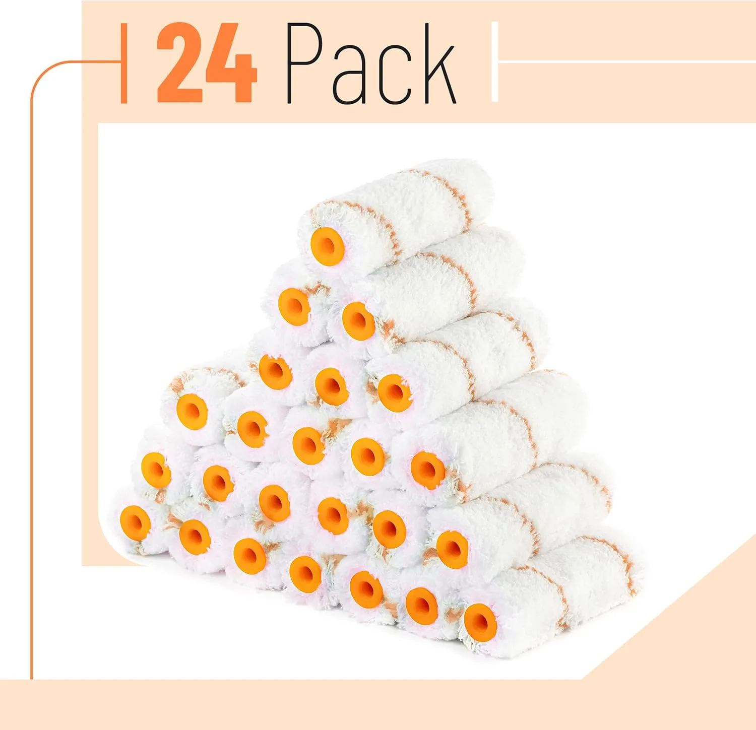 Bates- Paint Roller Covers, 24 pcs, 4" Covers for Paint Roller 4 Inch, Brown Stripes, 4 Inch Paint Roller Covers, Covers for Paint Rollers 4 Inch, 4 Inch Rollers for Painting Small Paint Rollers