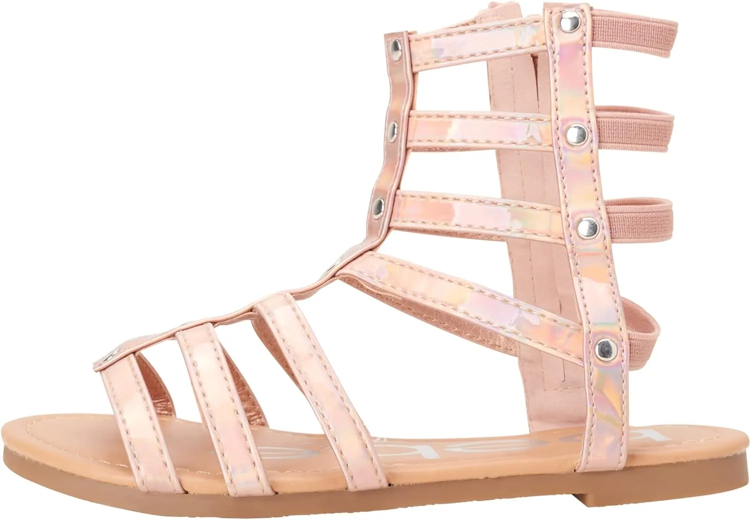 bebe Girls' Sandals - Open Toe Lightweight Summer Strappy Flat Gladiator Sandals with Ankle Zipper and Cushioned Sole