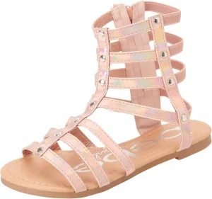 bebe Girls' Sandals - Open Toe Lightweight Summer Strappy Flat Gladiator Sandals with Ankle Zipper and Cushioned Sole