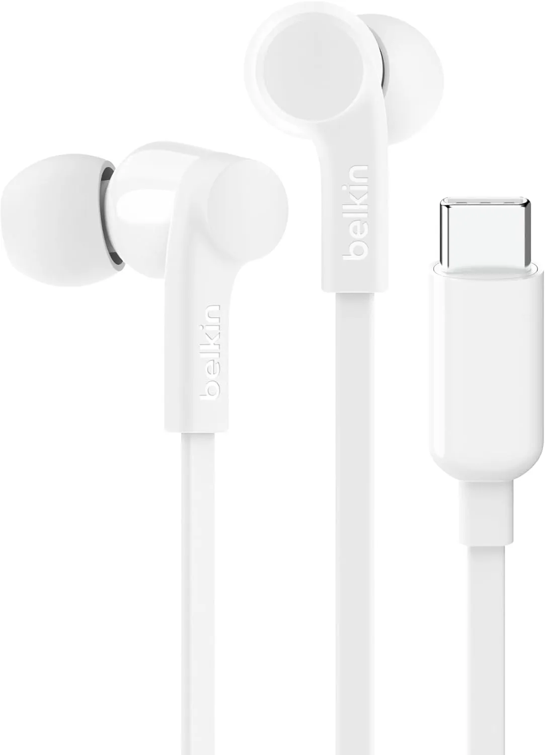 Belkin SoundForm Wired Earbuds with USB-C Connector, in-Ear Earphones w/Microphone - USB-C Headphones for iPhone 16, iPhone 15, iPad mini, Galaxy S25, Google Pixel 9, Android, and More - White