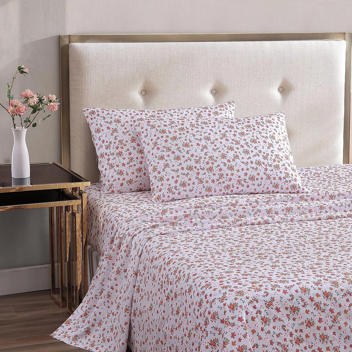 Betsey Johnson - King Bed Sheets, Soft & Lightweight Bedding, Fade & Wrinkle Resistant (Fall Foliage Pink, King)