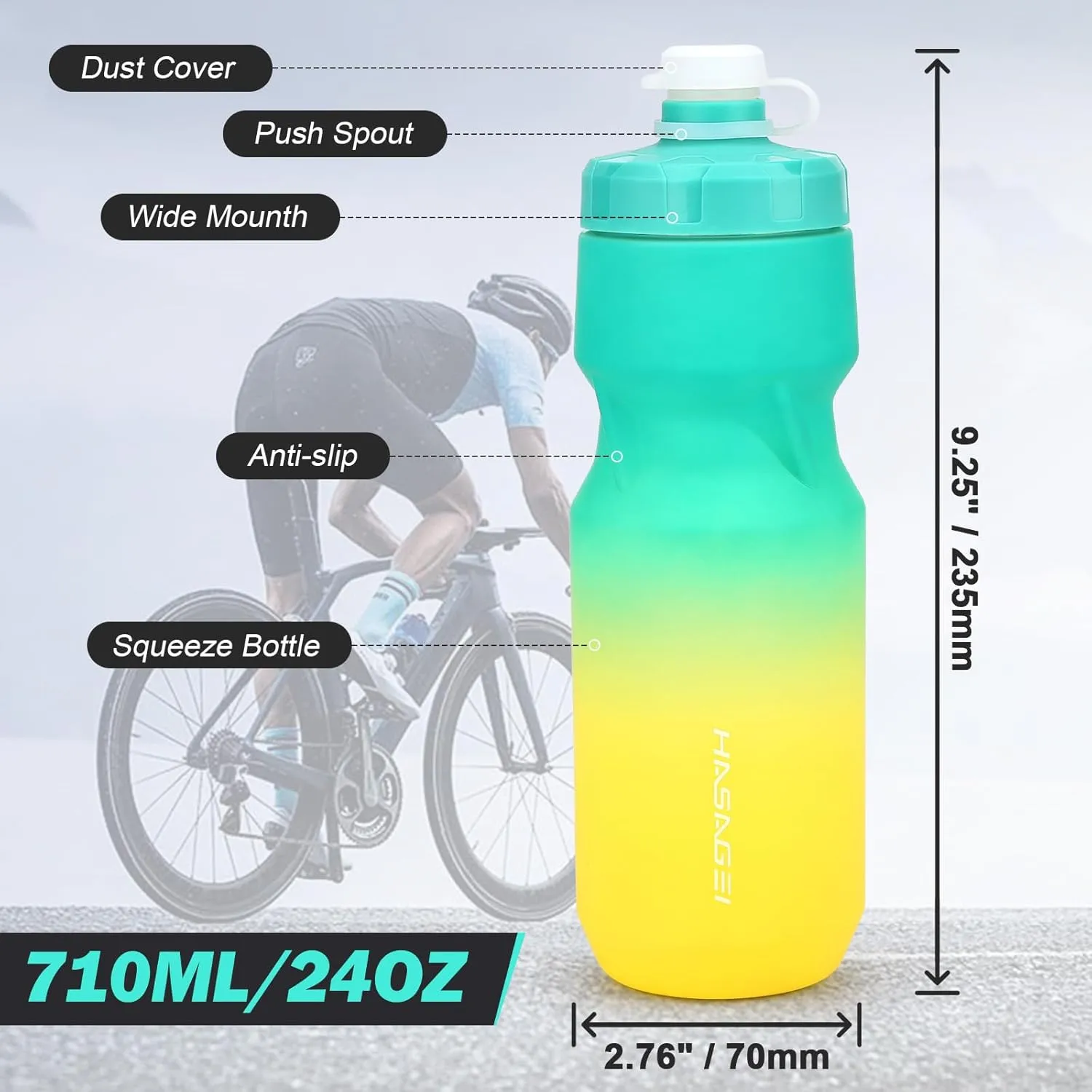 Bicycle Water Bottle Holder with 24 Oz Bottle, Durable Leak-Proof Non-Slip Design, Lightweight & Universal Fit for Mountain/Road Cycling Accessories