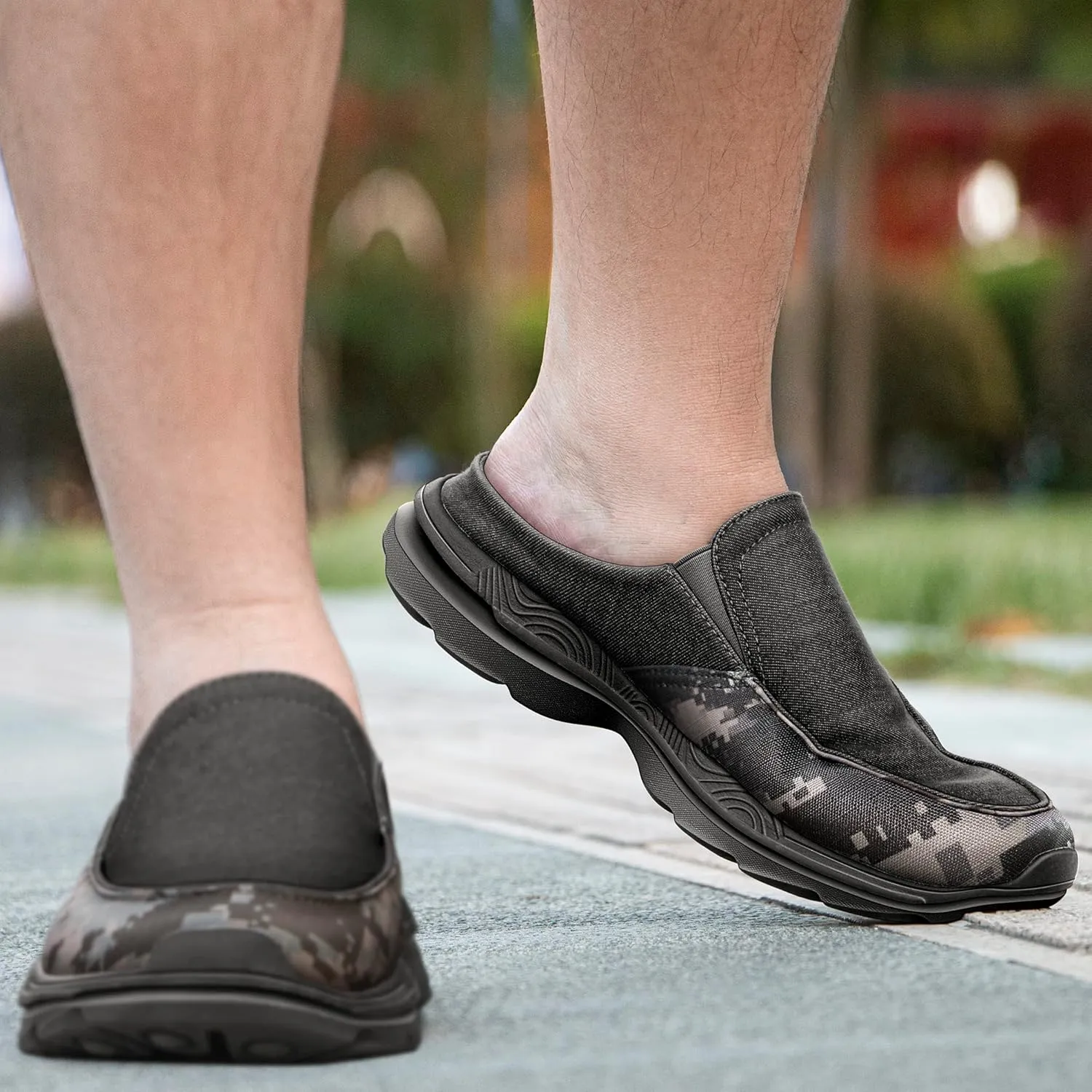 Bigant Men Slip-on Mules, Unisex Slippers Clogs Garden Shoes with Breathable Upper Supportive Sole