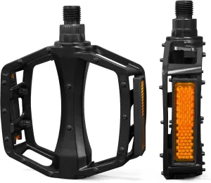Bike Pedals, 9/16" 1/2" Mountain Bike Pedals Non Slip Road Bike Pedals with Reflectors Strips Lightweight Ebike Pedals Bicycle Platform Pedals