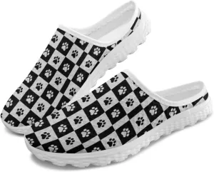 Binienty Checkerboard Print Mules & Clogs for Womens Slip-on Mesh Garden Shoes