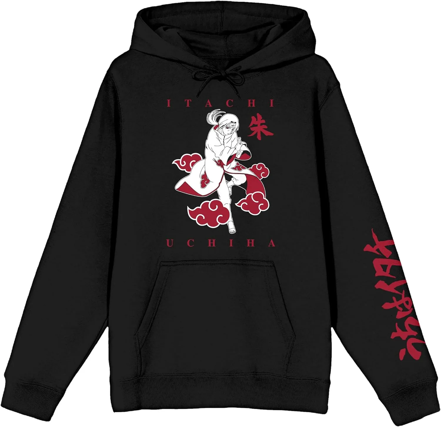 Bioworld Naruto Shippuden Minimal Color Itachi Long Sleeve Black Adult Hooded Sweatshirt