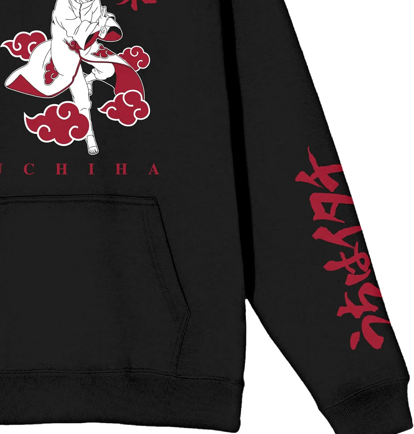Bioworld Naruto Shippuden Minimal Color Itachi Long Sleeve Black Adult Hooded Sweatshirt