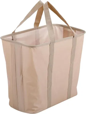 BIRDROCK HOME 75L Collapsible Laundry Basket Caddy - Natural - XL Foldable Tote Bag for Dirty Clothes - Strong Handles - Durable Fabric - Water Resistant - Lightweight