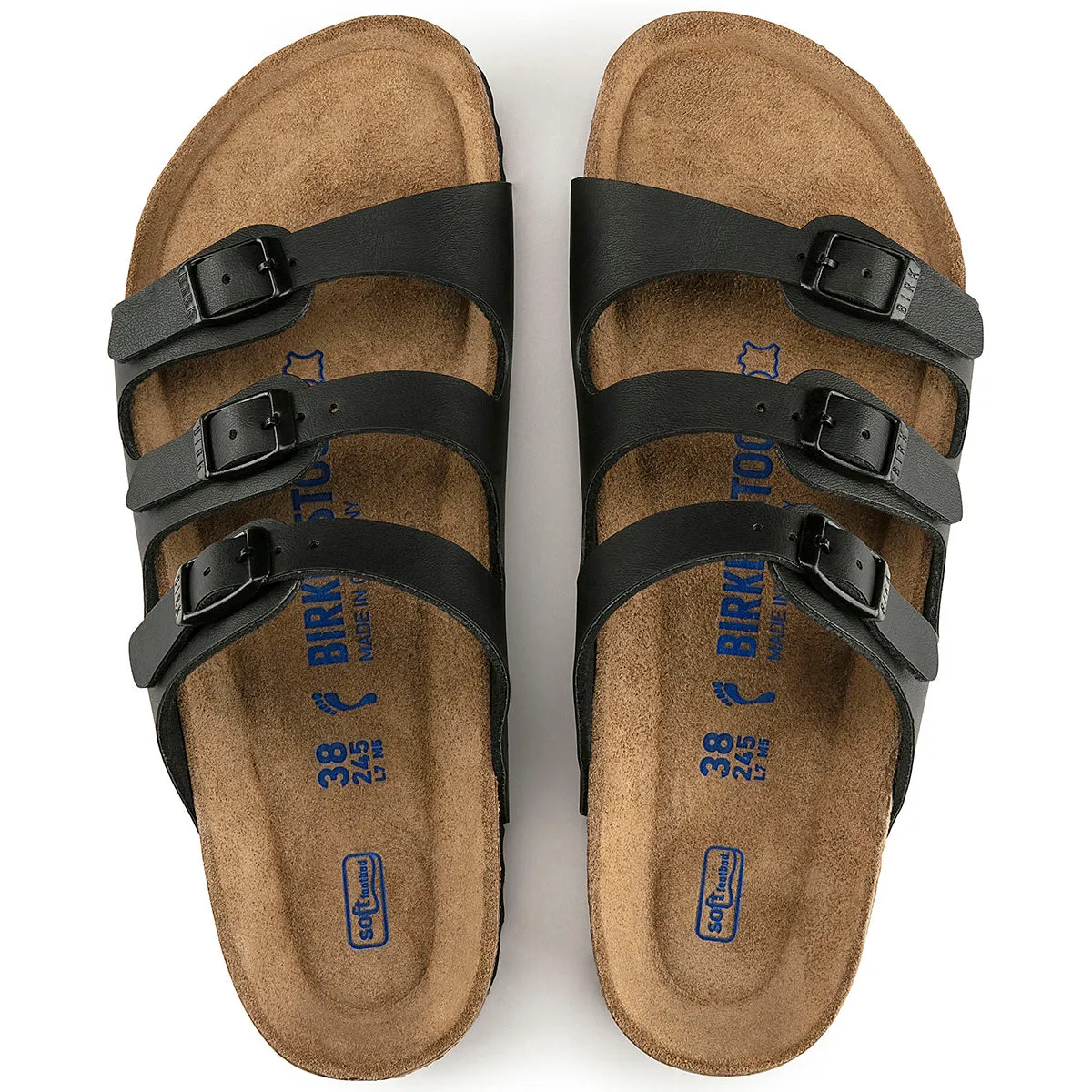 Birkenstock 53011 Florida Soft Footbed Black Birko Flor