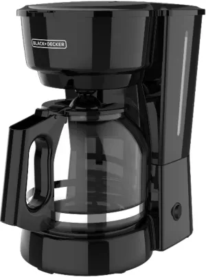BLACK DECKER 12-Cup Coffee Maker with Easy On/Off Switch, Easy Pour, Non-Drip Carafe with Removable Filter Basket, Vortex Technology, Black