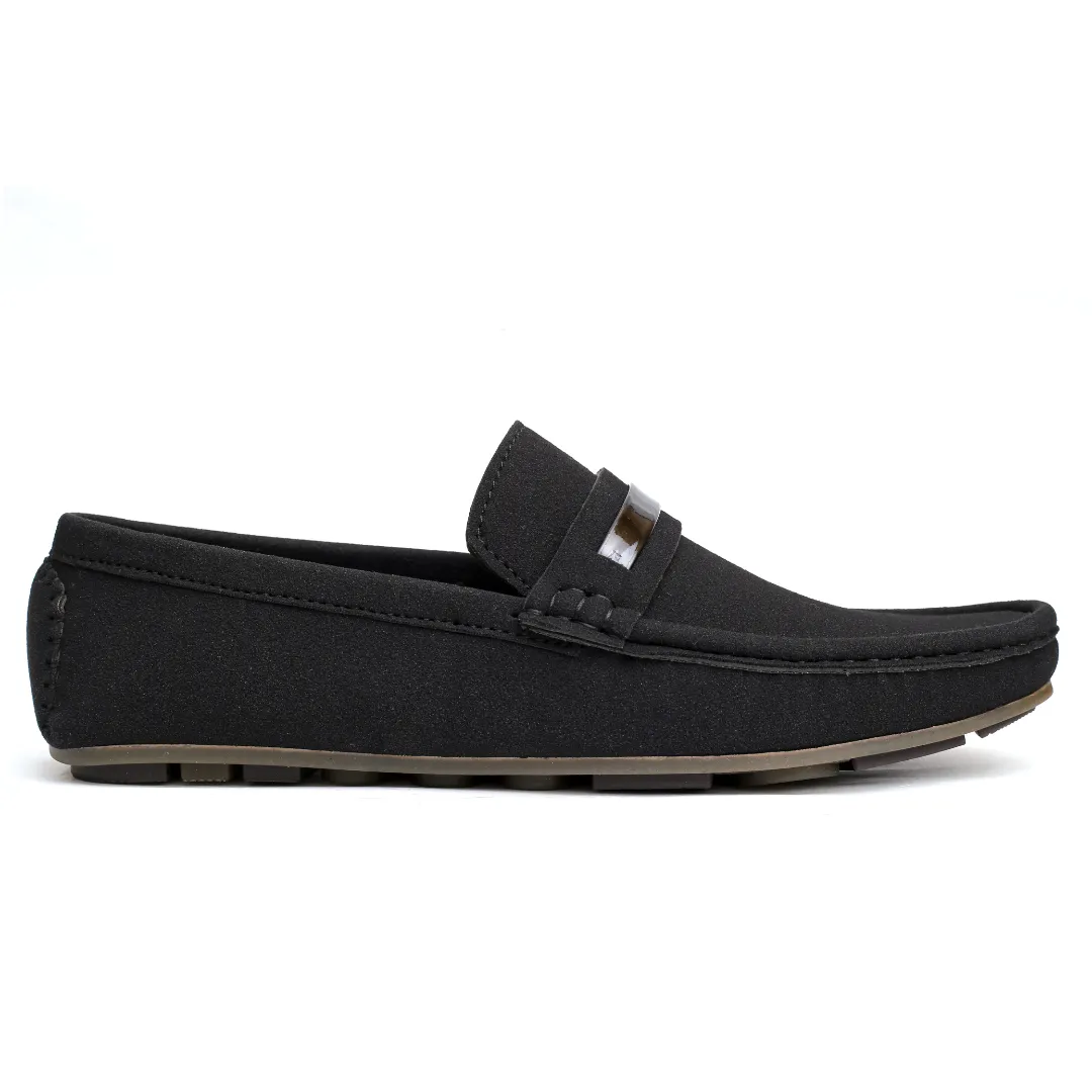 Black Suede  Patent Loafer