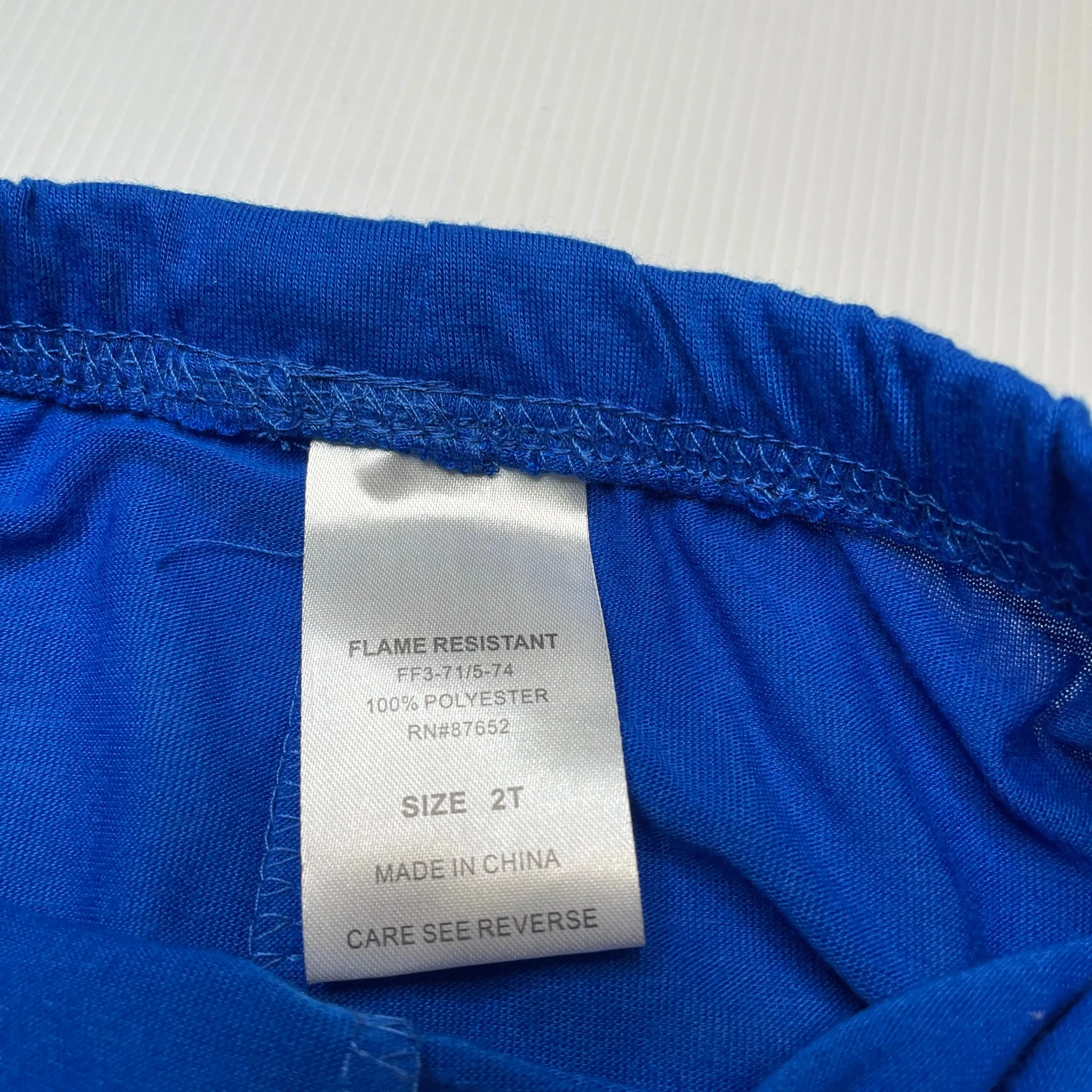 blue lightweight pyjama shorts, size 2, Pre-loved